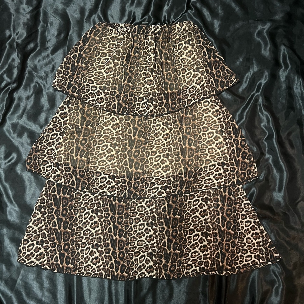 Cheetah print layered ruffle skirt